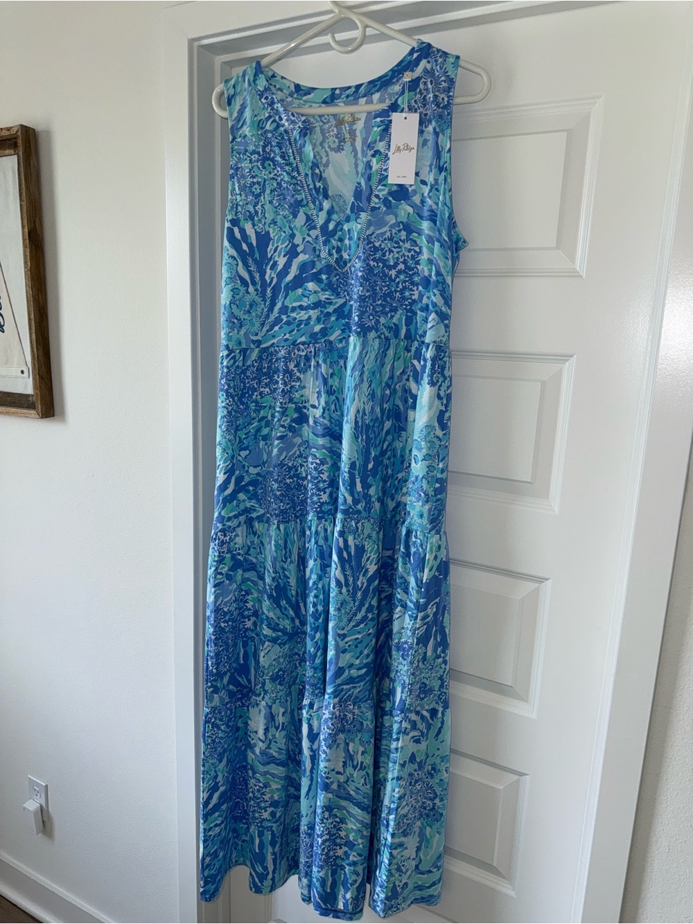 NWT Lilly Pulitzer Sydnee Maxi Dress Blue Haven Hey Hey Soleil Large L